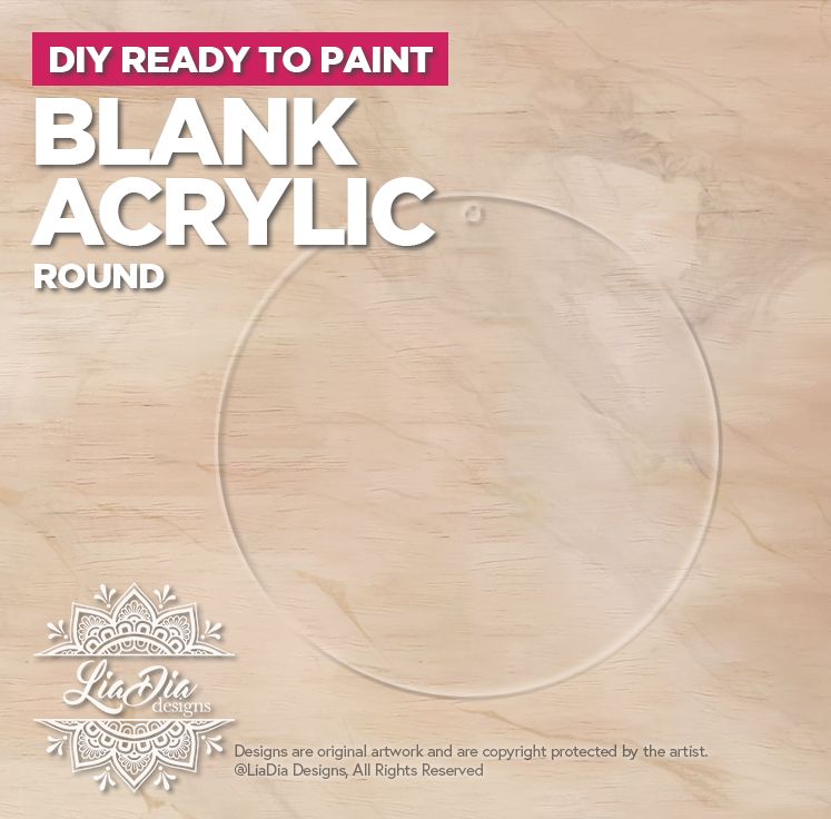 Blank Clear Acrylic - Round - Stained Glass Painting Base with hole *Not Engraved. Paint not included
