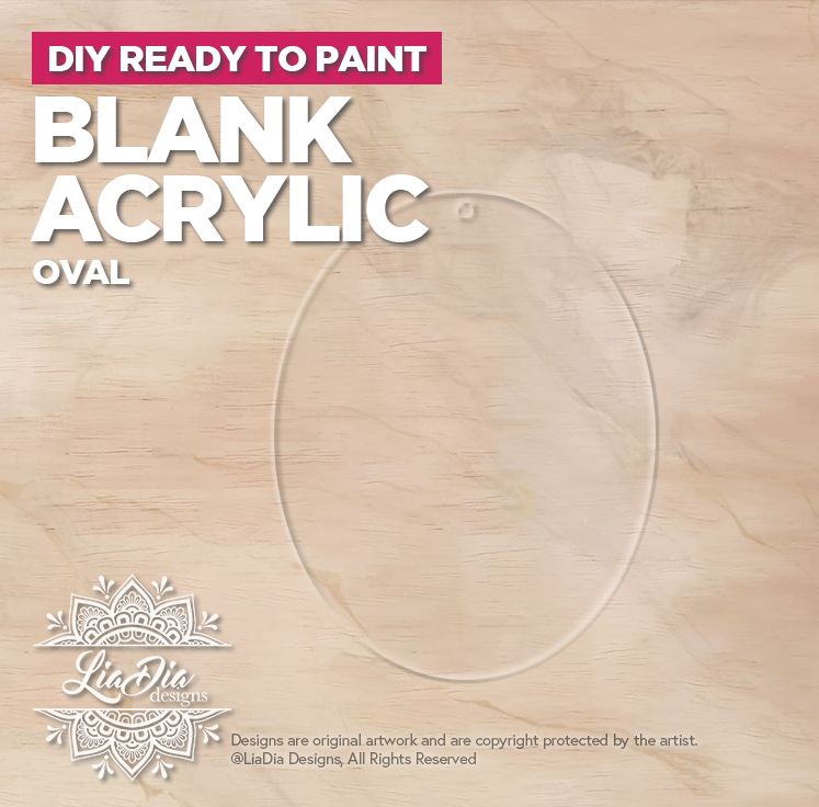 Blank Clear Acrylic - Oval - Stained Glass Painting Base with hole *Not Engraved. Paint not included