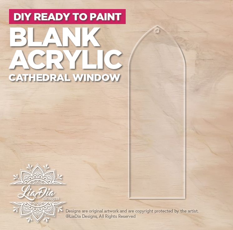 Blank Clear Acrylic - Cathedral Window - Stained Glass Painting Base with hole *Not Engraved. Paint not included