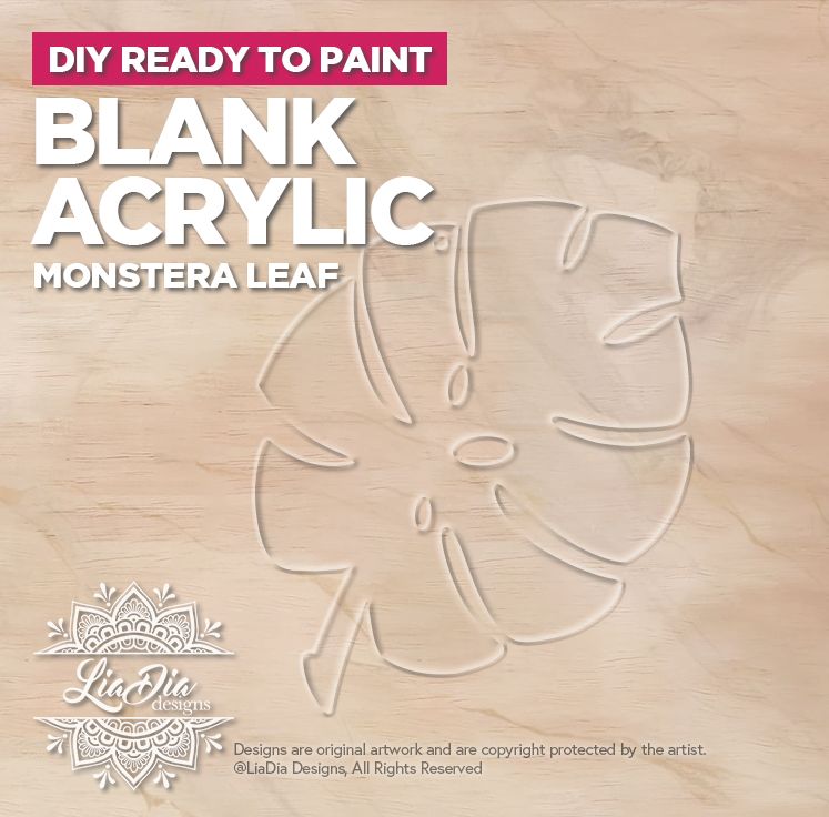 Blank Clear Acrylic - Monstera Leaf - Stained Glass Painting Base with hole *Not Engraved. Paint not included
