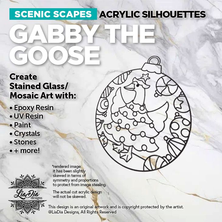 Scenic Scapes - Gabby the Goose - 2 Size Options - 7" or 5.5" Round Black Acrylic Blank - Resin or Paint Suncatcher