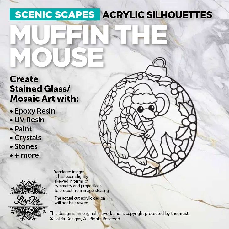 Scenic Scapes - Muffin the Mouse - 2 Size Options - 7" or 5.5" Round Black Acrylic Blank - Resin or Paint Suncatcher