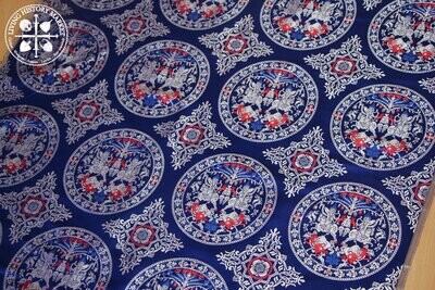 Bahram Gur Hunt silk - Saint Calais - San Ambrogio - Saint Cuthbert - 7/10 century BLUE VERSION