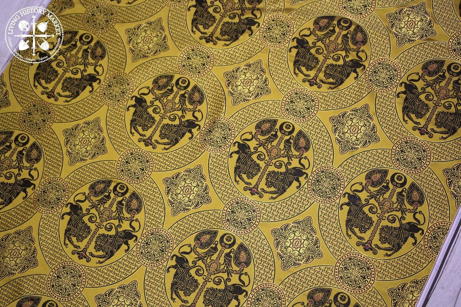 Byzantine silk brocade - Facing lions - 1100-1200 A.D.