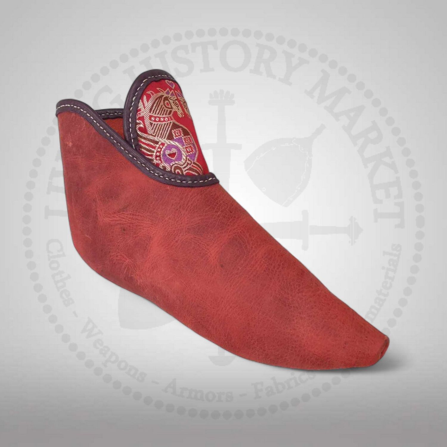 Nomadic shoes with silk brocade