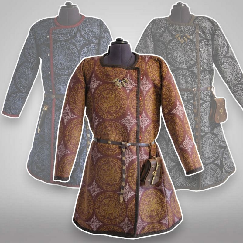 Assymetrical battle caftan with historical stamps