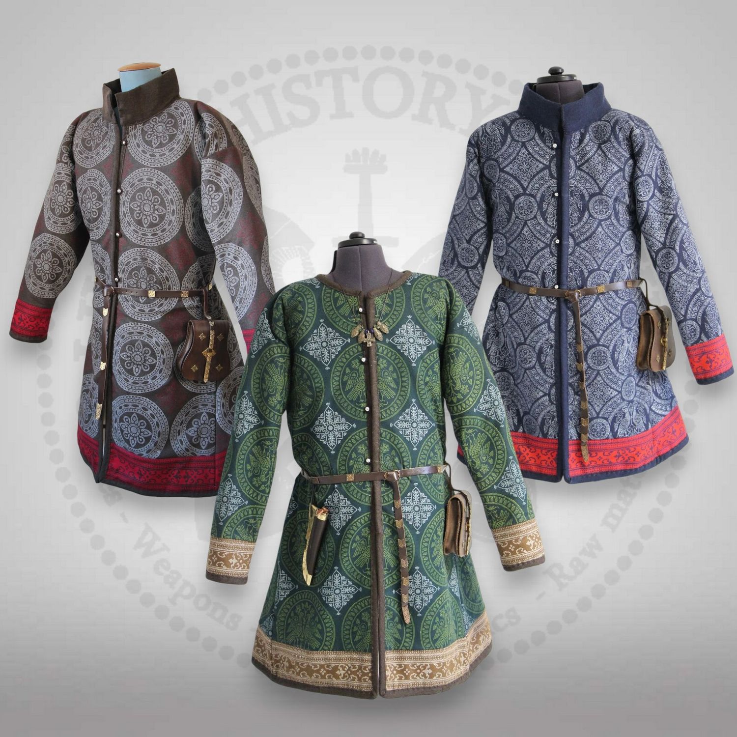 Battle caftan with historical stamps & stamped stripes