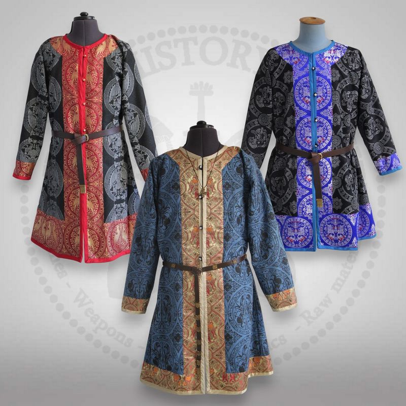 Byzantine caftan with historical stamps & brocade silk