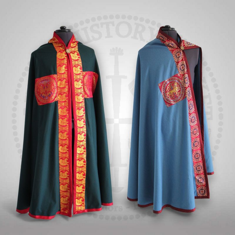 Byzantine special cape with silk brocade front line & pannel