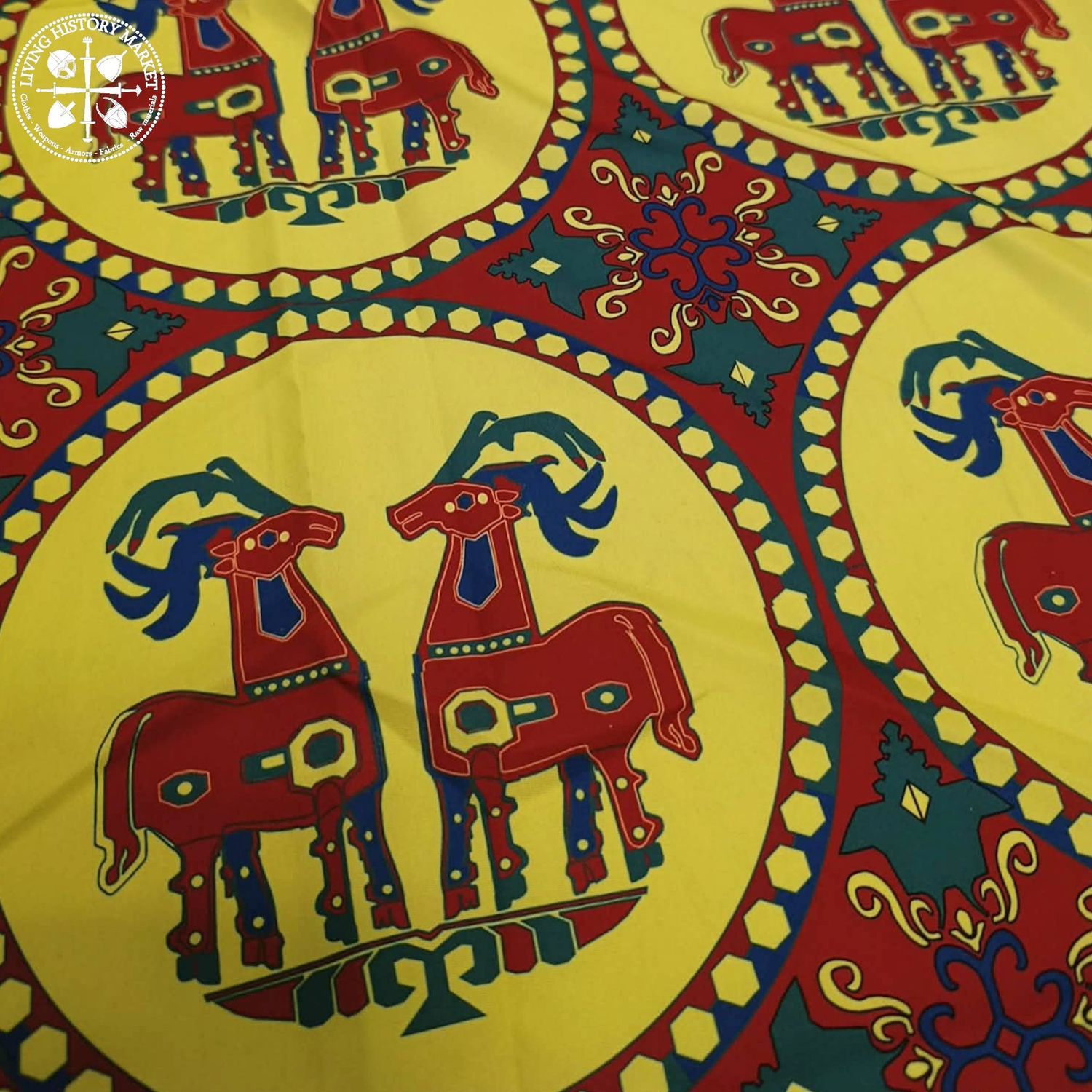 "Confronted Stags from Sogdia" silk brocade imitation - 7-8th century