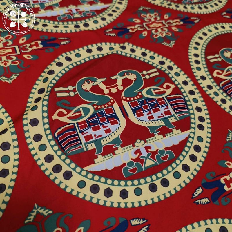 "Confronted birds" silk brocade imitation - 7-8th century