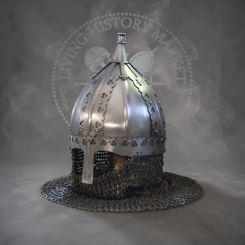 Gnezdovo helmet (full steel version) - Inner circumference 67cm (CLOSED AVENTAIL)