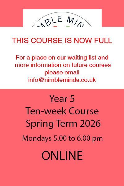 Year 5 ONLINE, Mondays, Ten-Week Course (Spring Term 2026)