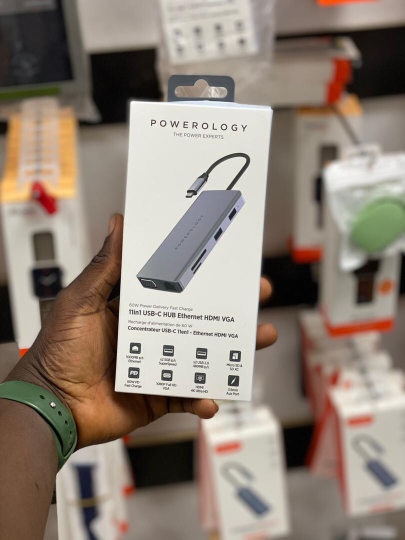 Powerology 11 in 1 USB - C Hub with HDMI 3.0 and Ethernet Port 