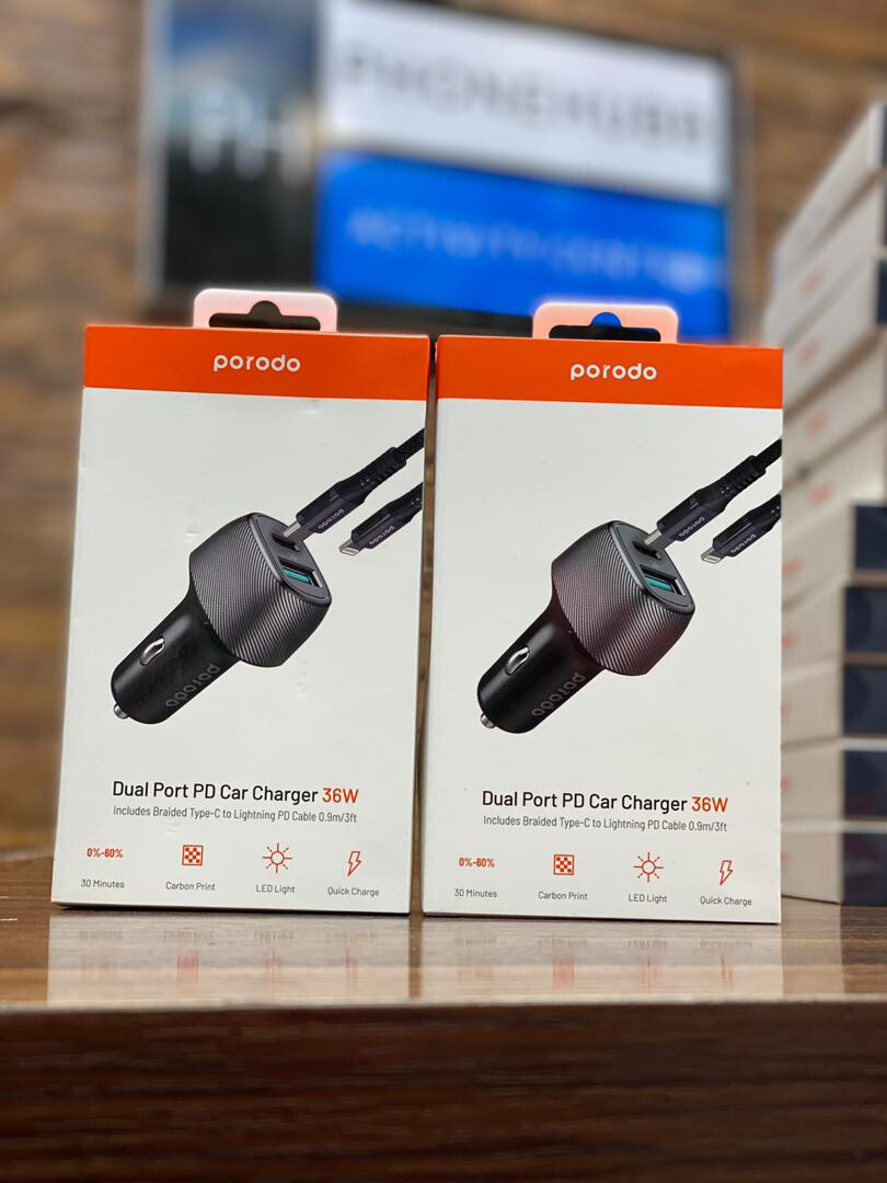 Porodo Dual Port PD Car Charger 36W QC 3.0
