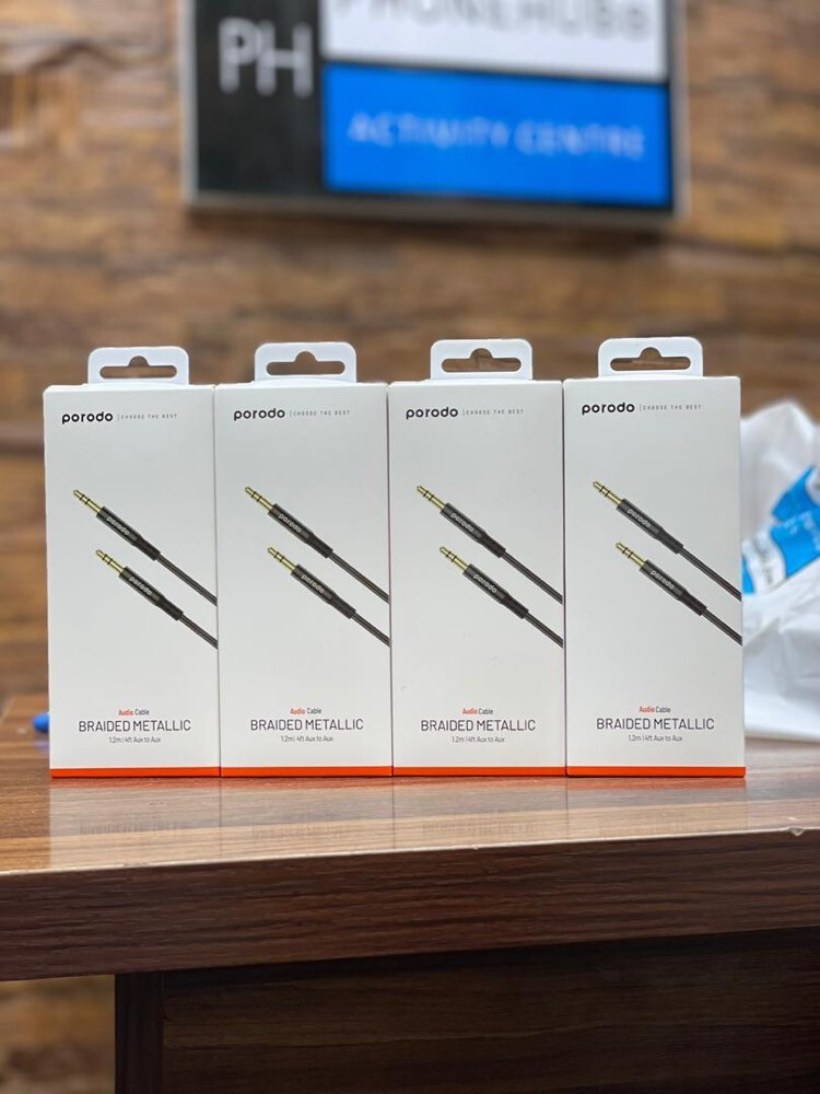 Porodo Braided Metallic Aux to Aux Cable 1.2m
