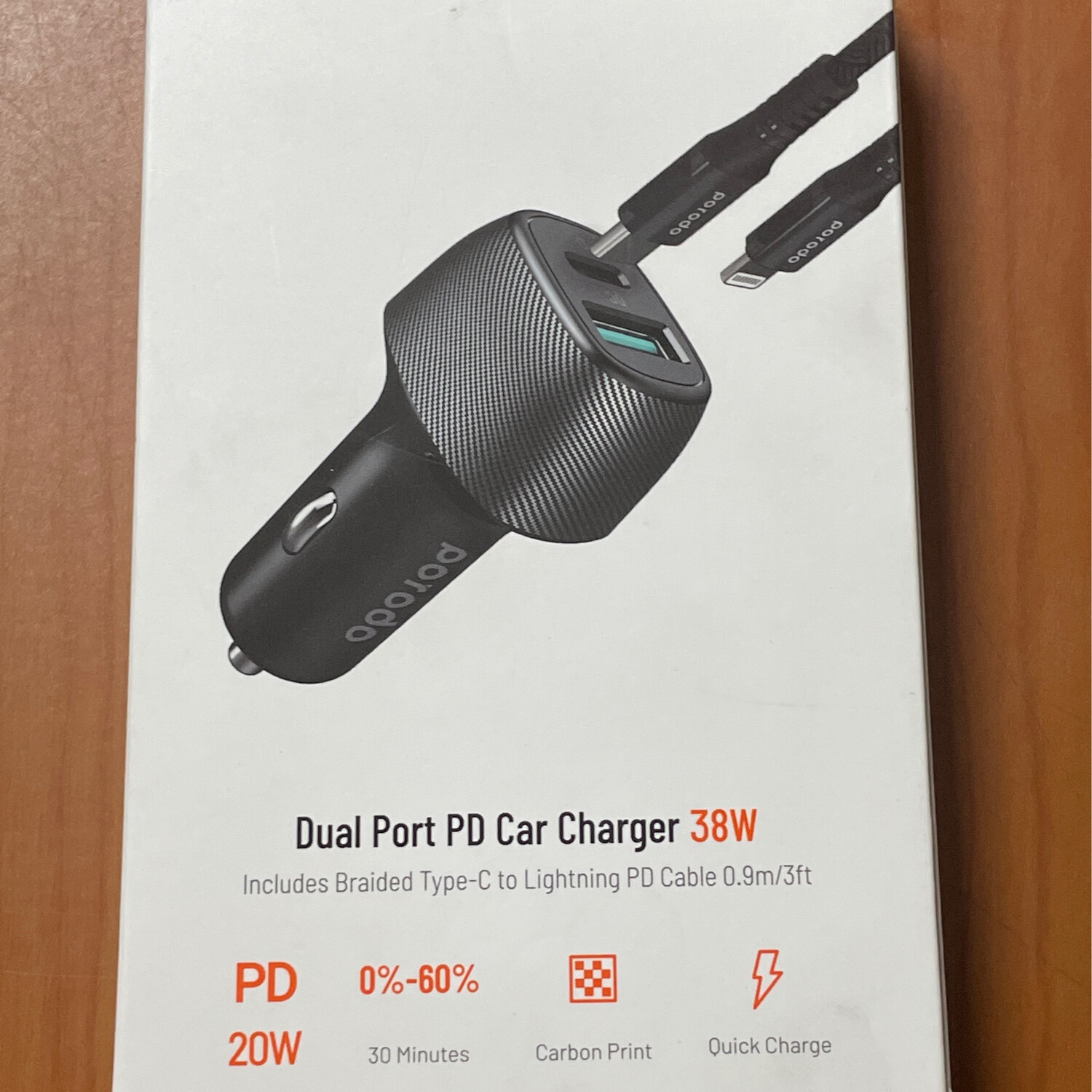 Porodo Dual Port PD Car Charger 38W QC 3.0