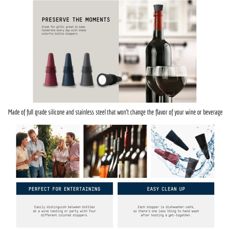 Juice Reusable Wine And Beverage Bottle Stopper With Grip Top