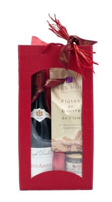 Geschenktasche «Herzensangelegenheit» 
Saint-Amour Wein, Flûtes au Beurre, Auberginen Crème