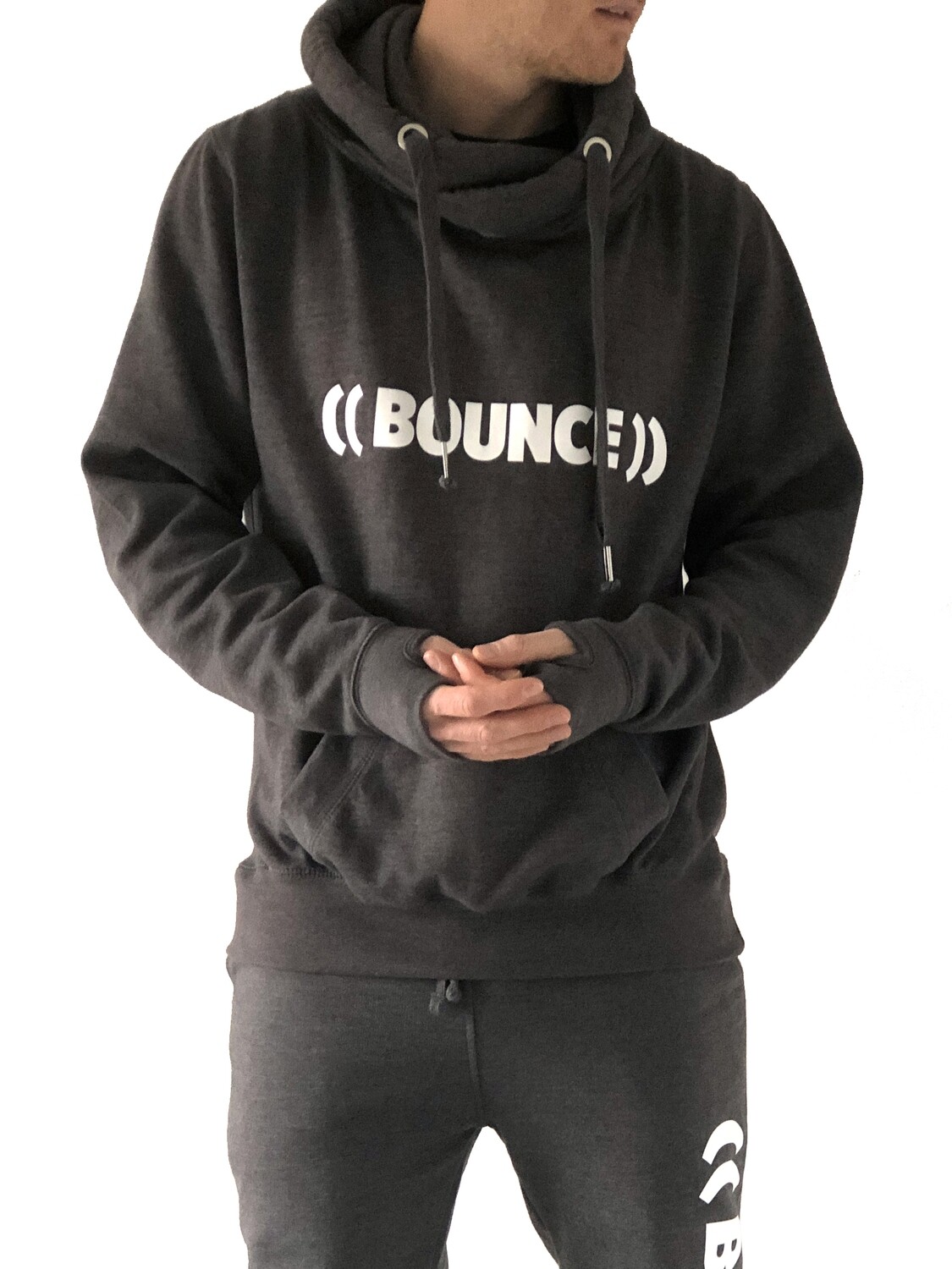 Hoodie, Men&#39;s - Charcoal &amp; White