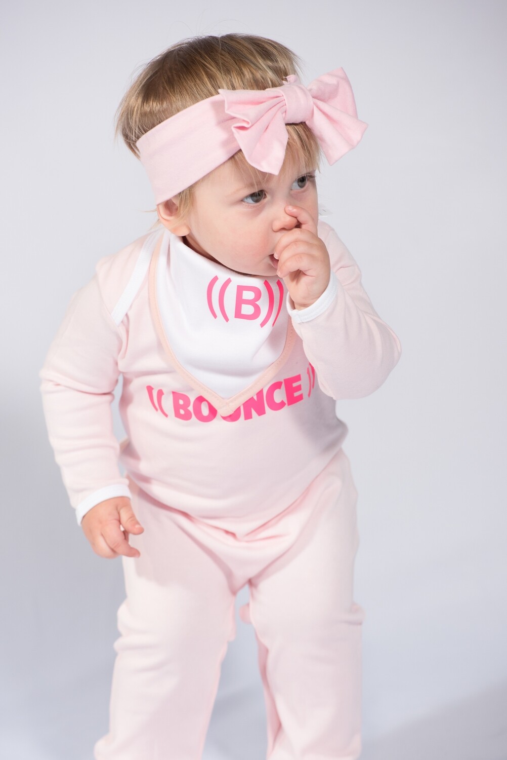 Baby Bib, Reversible Bandana - Pink & White