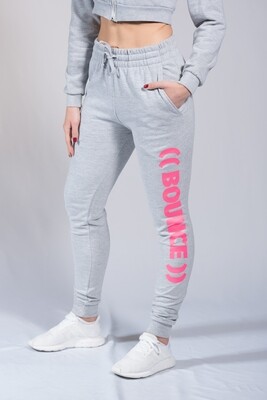 Tapered Jogging Bottoms, Unisex - Grey & Pink
