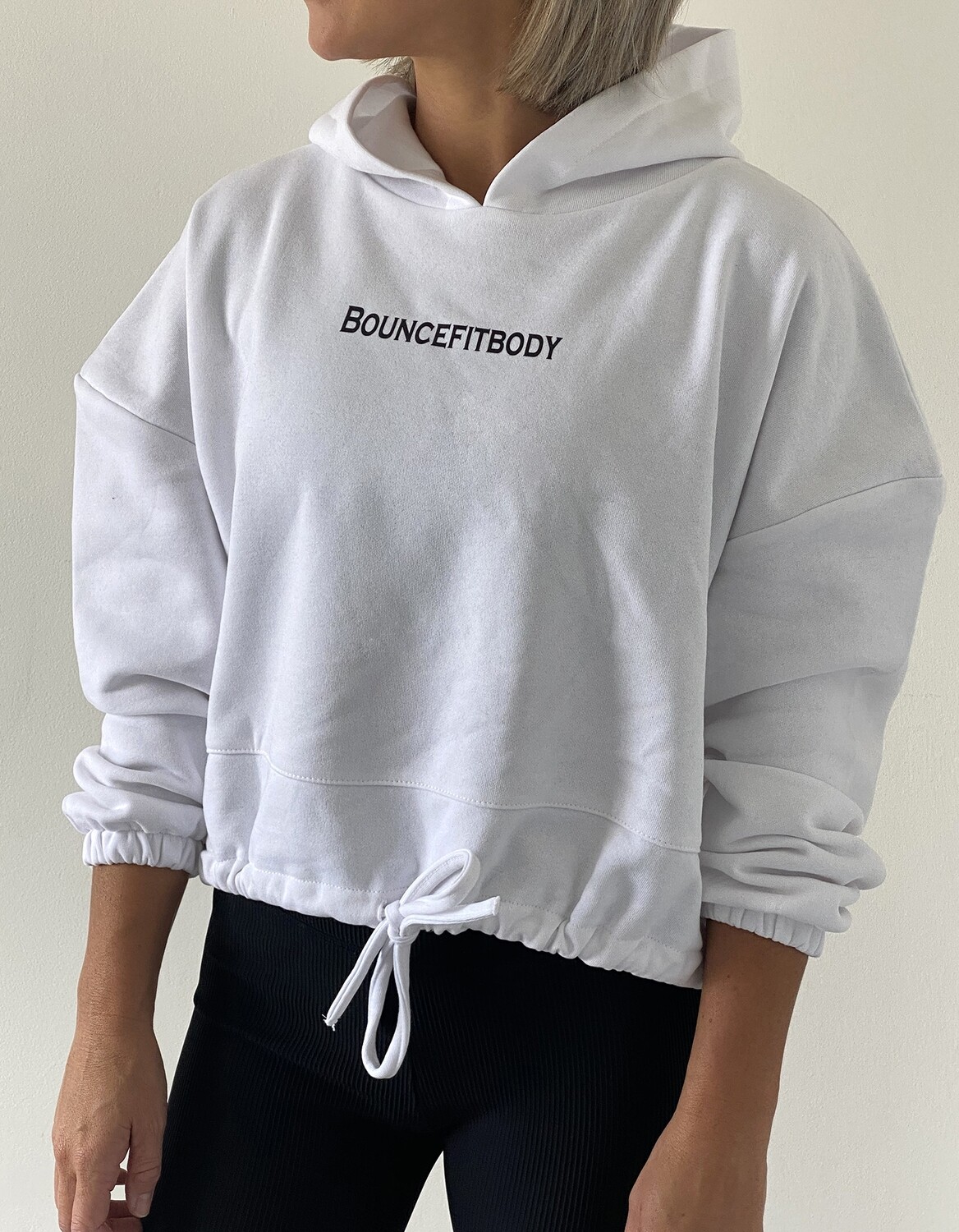 White Cropped Hoodie