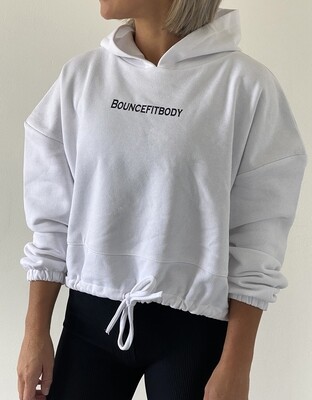 White Cropped Hoodie