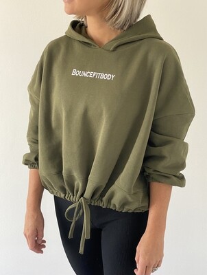 Khaki Cropped Hoodie