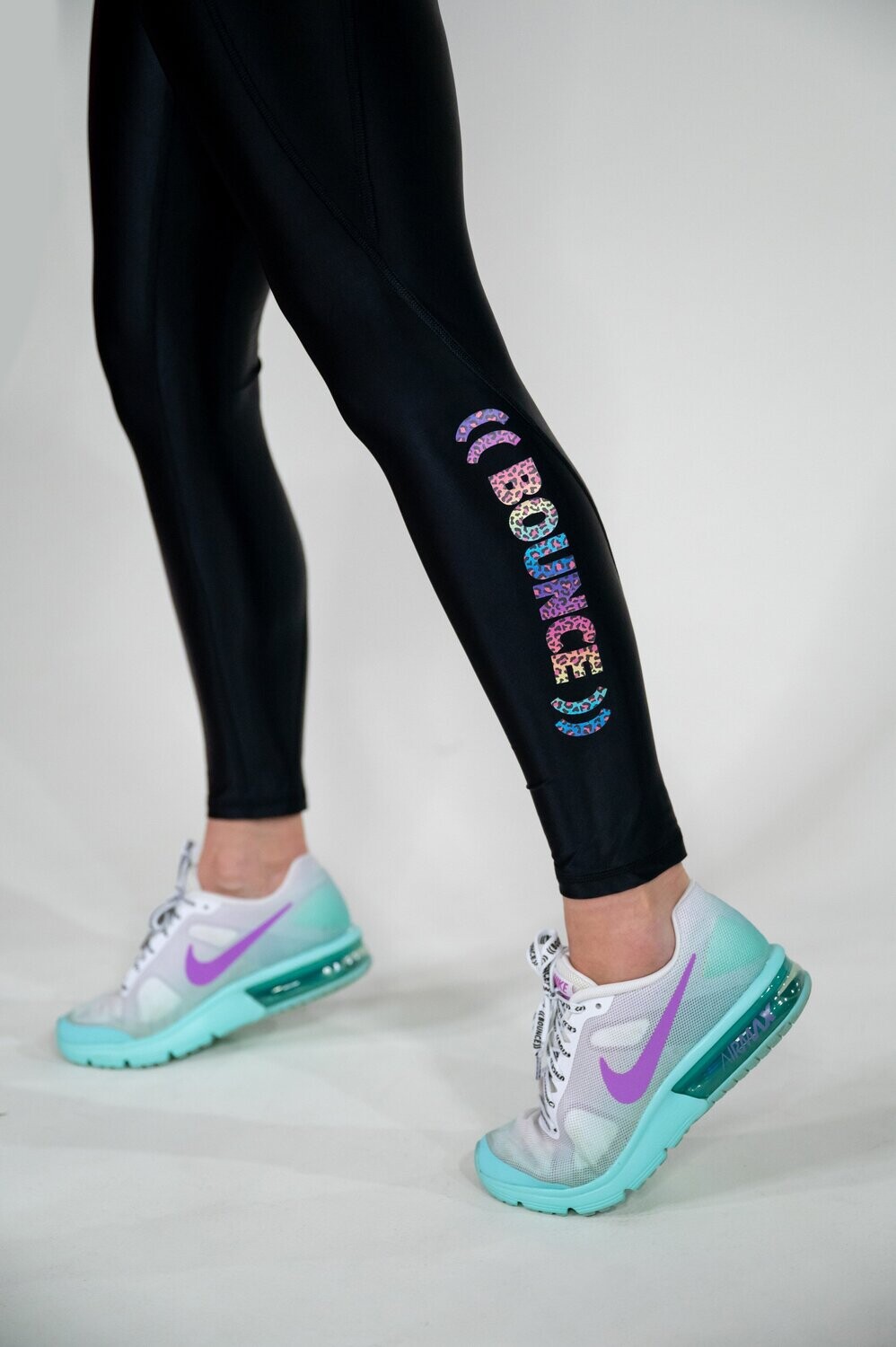 B))asics: Leggings - Silk Shine Black, Rainbow Cheetah