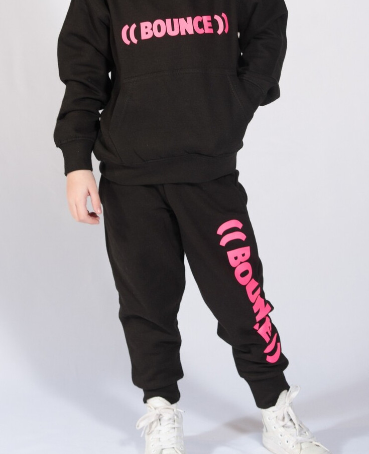 Kids Tapered Joggers - Black &amp; Pink