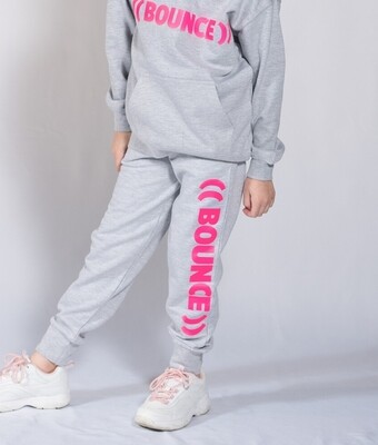 Kids Tapered Joggers - Grey & Pink