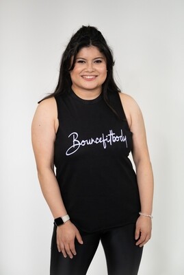 High Neck Vest, Black - Script