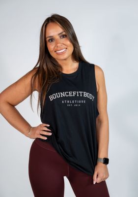 High Neck Vest, Slogan - Black