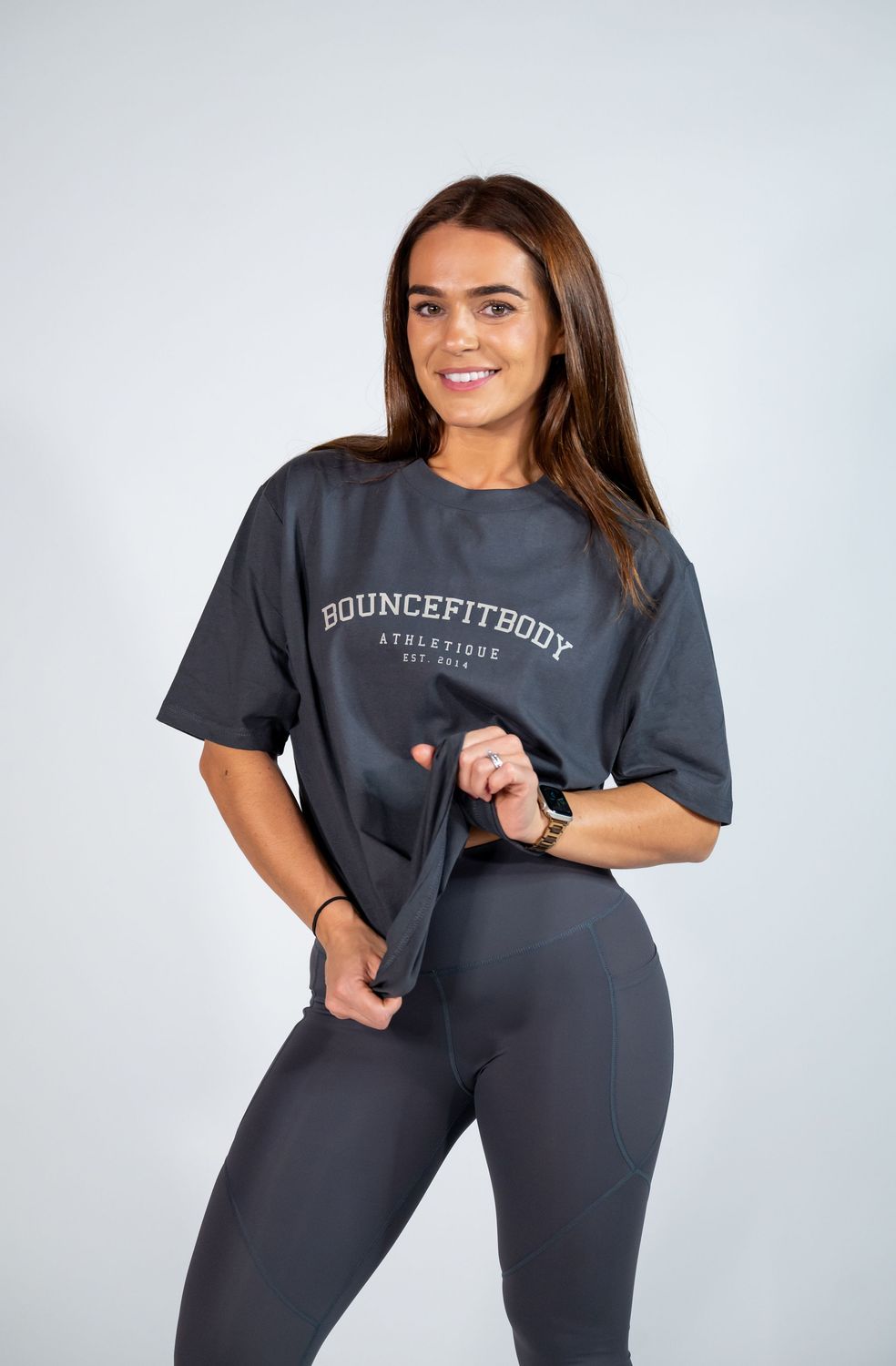 Slouchy Slogan T - Grey
