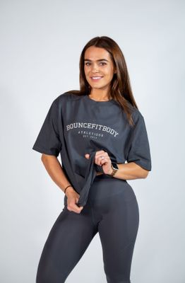 Slouchy Slogan T - Grey