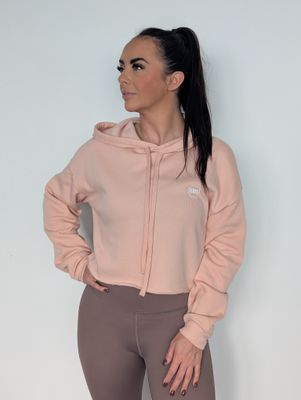 Cropped Fleece Hoodie, Peach