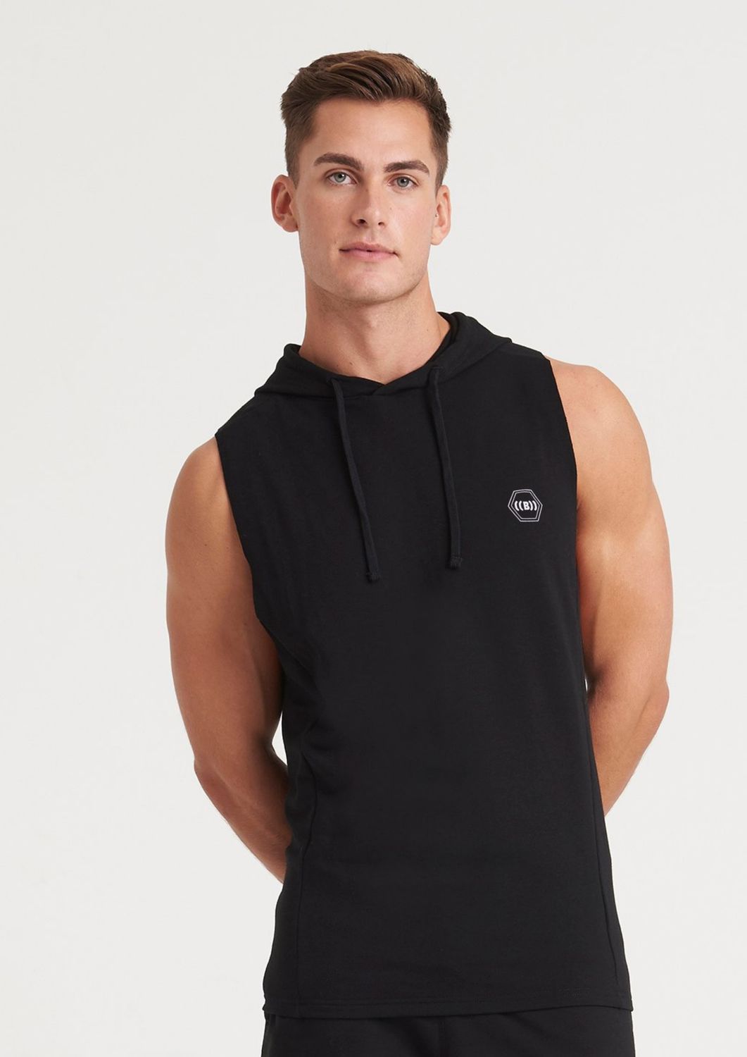 Sleeveless Hoodie, Black