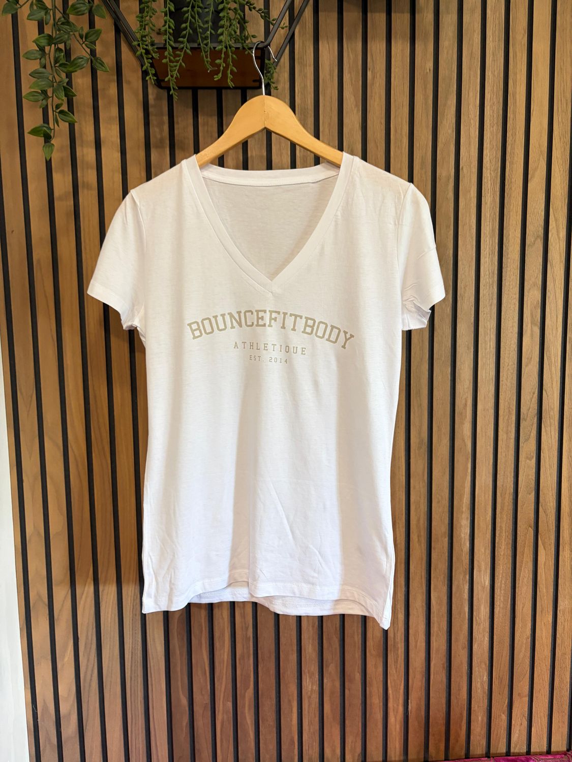White Athletique v neck T-shirt