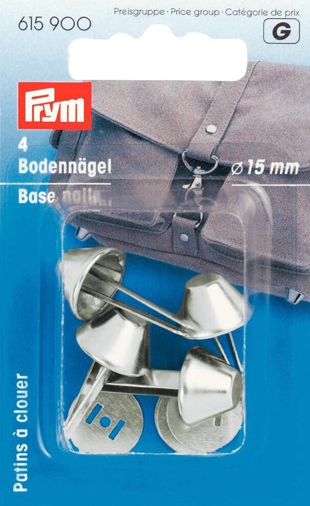 Taschenfüsse / Bodennägel für Taschen 15mm, silberfarbig