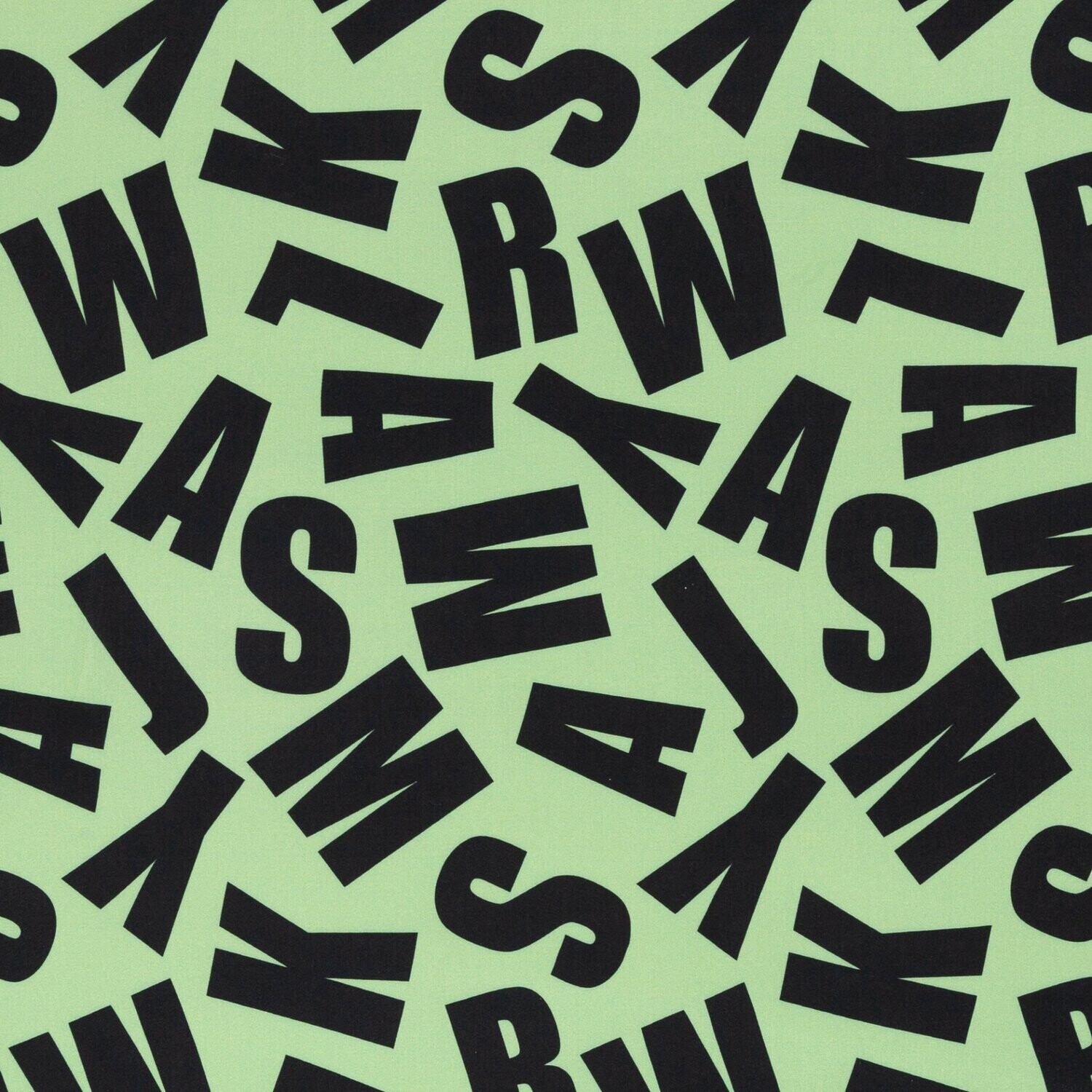 Viskose Webware, PAULINE grün mit Buchstaben, Swafing