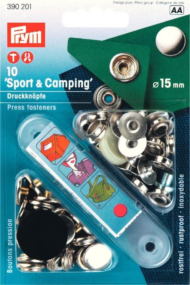 Prym NF-Druckknopf Sport & Camping, silberfarbig, 15 mm
