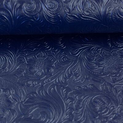 Kunstleder Marlies, floral, blau - 50x137cm