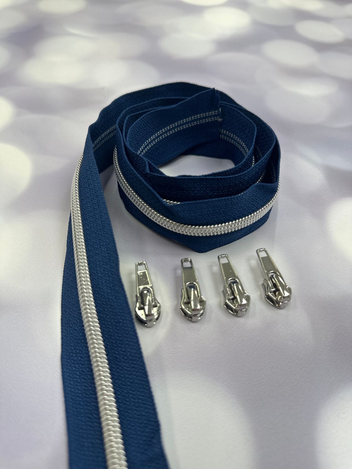Endlosreißverschluss 1m - marine (silber)