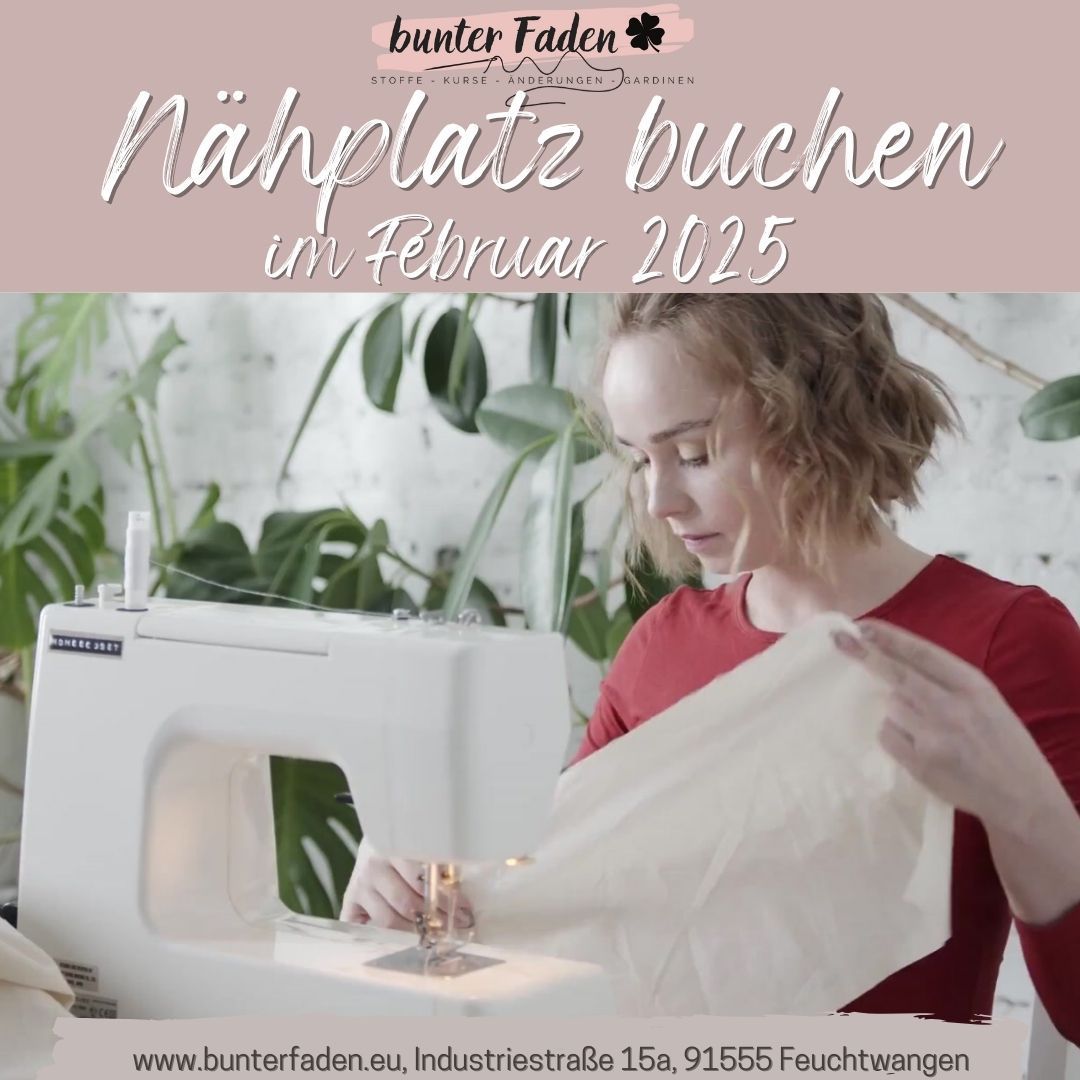 Nähplatz mieten bei bunter Faden im Februar 2025