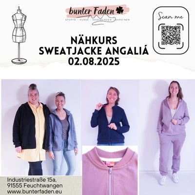 Nähkurs Samstag, 02.08.2025/ 9:00 - 14:00 Uhr / Sweatjacke Angaliá