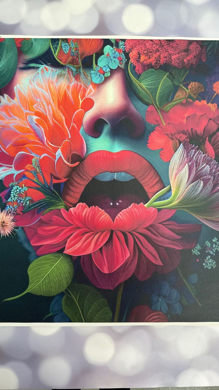 Kunstleder Panel - WOMAN IN FLOWERS