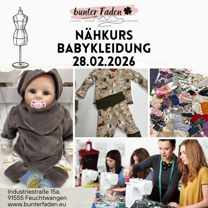 Nähkurs Samstag 28.02.2025 / 9:00 - 14:00 Uhr / Babykleidung Nähkurs Samstag 28.02.2025 / 9:00 - 14:00 Uhr / Babykleidung