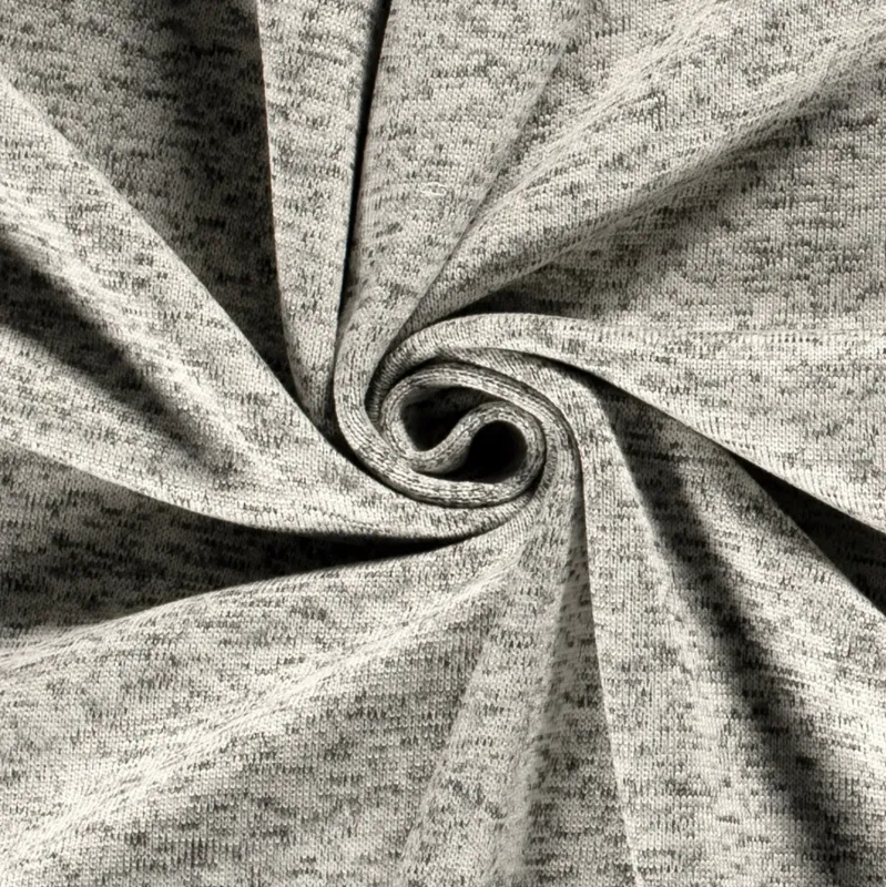 SWEAT STOFF GEBÜRSTET MELANGE WOLLWEISS