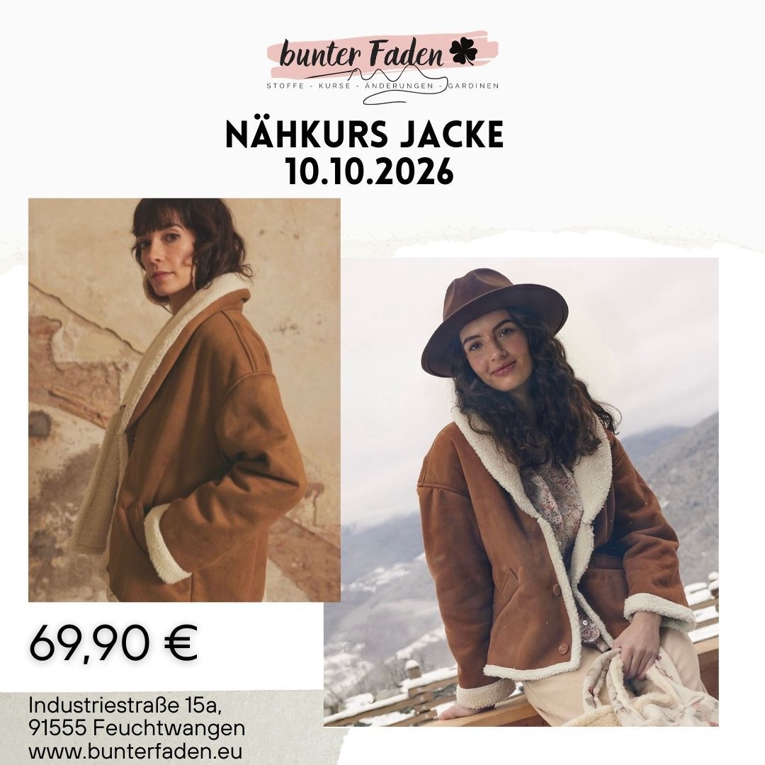 Nähkurs Nähkurs "Jacke" - 10.10.2026 von 9.00 - 15.00 Uhr